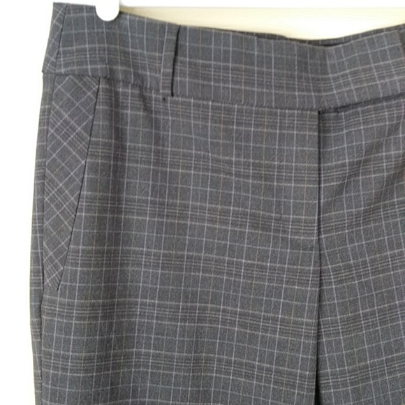 Ann Taylor Plaid Marisa Straight Cuffed Cropped Ankle Dress Trousers 8 Gray Grey - Picture 6 of 16